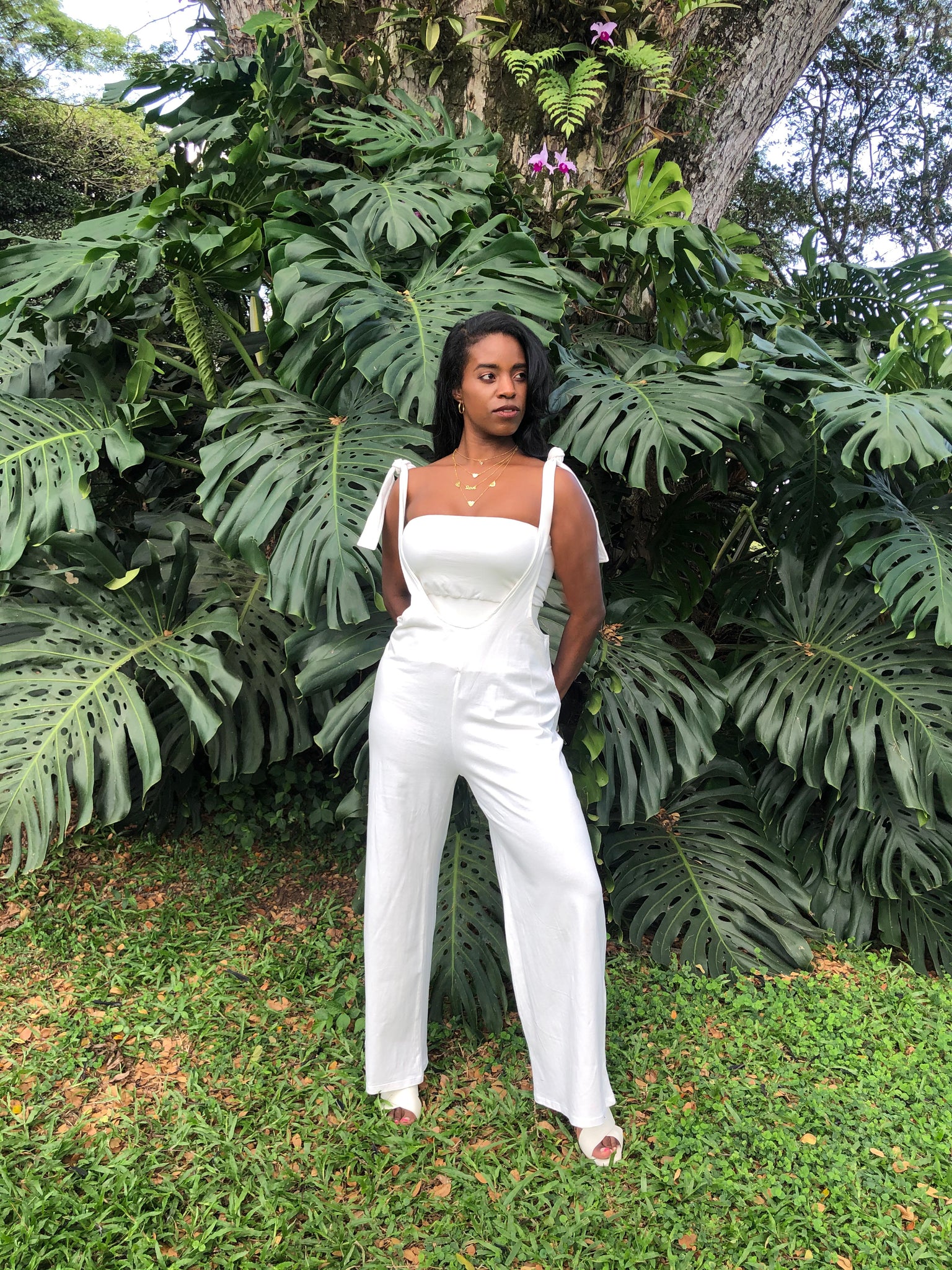 Jumpsuit y crop Top Beige